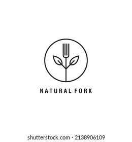 leaf fork natural logo shoot illustration design vector design