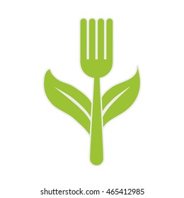 leaf fork product healthy food icon. Isolated and flat illustration. Vector graphic