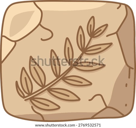 Leaf Fossil Imprint Stone Illustration