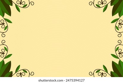 Leaf frame background. Elegant pattern of leaves with branches, warm color nature theme vector template	