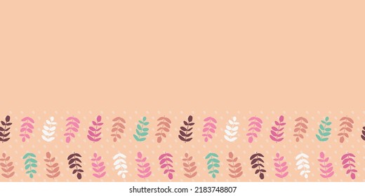Leaf Frame Border Seamless Pattern. Vector illustration. Perfect for party, fashion, decoration, textile design, background, illustration, carpet, tiles and rug.