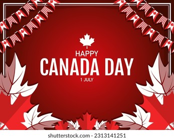 Leaf Frame and Canada Flag Background for Canada Independence Day