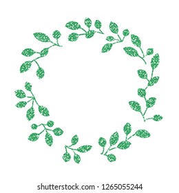 Leaf Frame. Cute Green Glitter. Vector