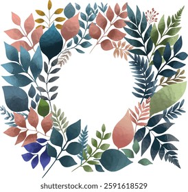 leaf frame watercolor, frame with leaves border, Clipart Botanical Card Frames, simple natural leaf wreath, leaves border, leaves arrangement, watercolor floral frame, Watercolor painted floral wreath