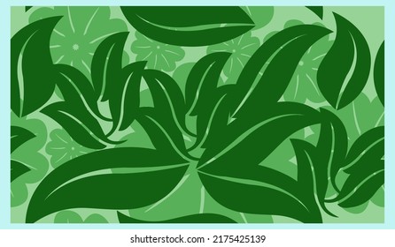 leaf fresh green floral seamless pattern