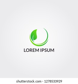 Leaf fresh green gradient color logo template. Vector EPS10.