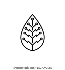 Leaf Friendly Technology Logo Design with Black Line Art Style