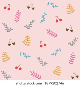 Leaf and Frutis Seamless Pattern Tropical Vector Design. Repeating Background Nature for Fabric, Stationary Products Decoration , Wrapping Paper