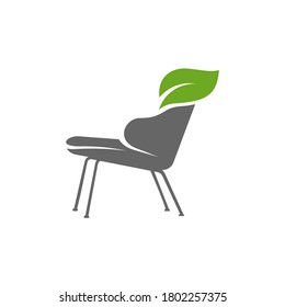 Leaf Furniture Logo Design Vector Template. Symbol and icon of home furnishings.