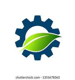 Leaf in gear bio energy. Vector ecology concept