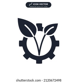 Leaf and gear. Eco industry icon symbol template for graphic and web design collection logo vector illustration