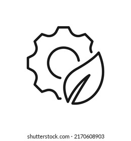 Leaf and gear. Eco industry icon concept isolated on white background. Vector illustration