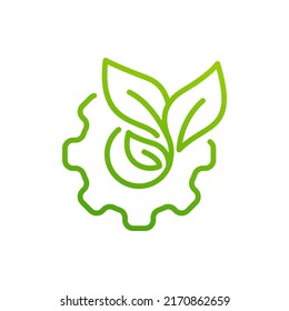 Leaf and gear. Eco industry icon concept isolated on white background. Vector illustration