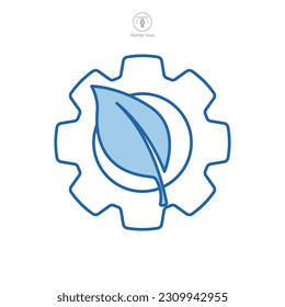 Leaf and gear. Eco industry Icon symbol template for graphic and web design collection logo vector illustration