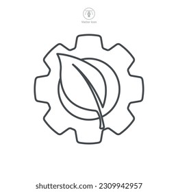 Leaf and gear. Eco industry Icon symbol template for graphic and web design collection logo vector illustration