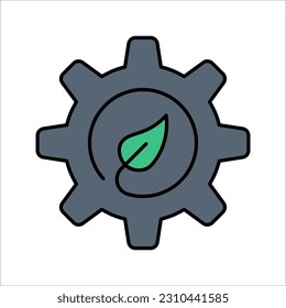Leaf and gear. Eco industry icon symbol template for graphic and web design vector illustration on white background
