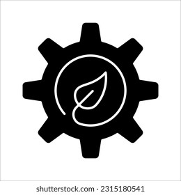 Leaf and gear. Eco industry icon symbol template for graphic and web design vector illustration on white background