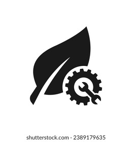 Leaf and gear. Eco industry icon concept isolated on white background. Vector illustration