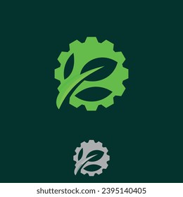 Leaf and Gear ecology industry logo concept design.  Vector illustration