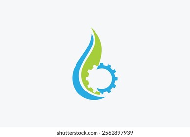 Leaf Gear Green Technology Logo Design Template