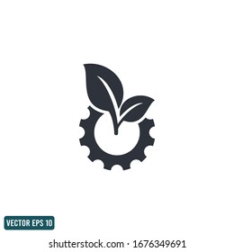 leaf and gear icon eco setting symbol design element logo template vector eps 10