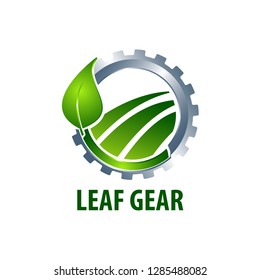 Leaf gear logo concept design. Symbol graphic template element vector