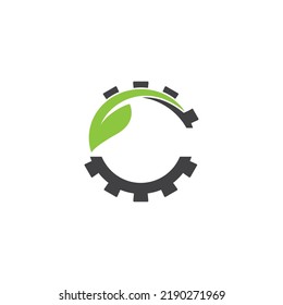 leaf gear logo vector template.