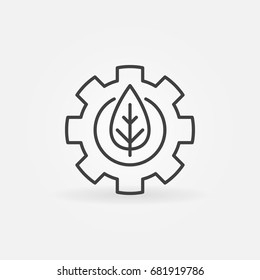 Leaf in gear outline icon. Vector ecology concept