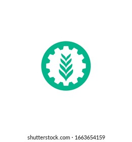 Leaf and gear vector logo design