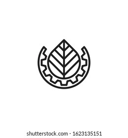 Leaf and gear vector symbol design