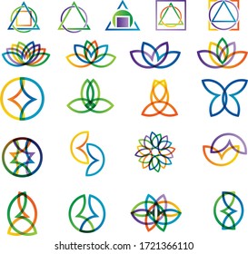 Leaf Geometric Ornaments Circle Logo Icon