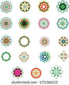 Icono del logotipo del círculo de los adornos geométricos de hoja