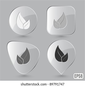 Leaf. Glass buttons. Vector illustration.