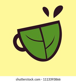 leaf glass coffe logo icon design for bussines and company