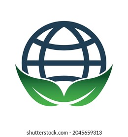 Leaf and globe earth logo vector design template.