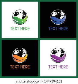 Leaf with globe icon, ecology logo design vector