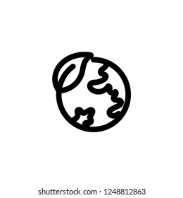 Leaf and globe icon. World ecology sign
