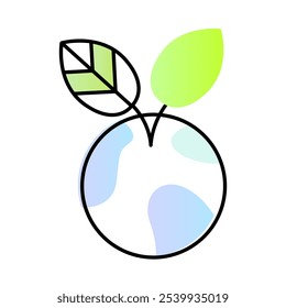Leaf and Globe Representing Sustainability and Environmental Care. Green Energy and Resource Management