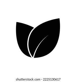 Leaf glyph icon illustration. suitable for vegan icon. icon related to packaging. Simple vector design editable. Pixel perfect at 32 x 32