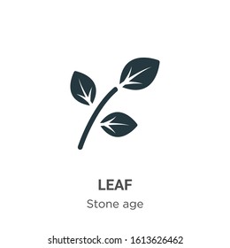 Leaf glyph icon vector on white background. Flat vector leaf icon symbol sign from modern stone age collection for mobile concept and web apps design.