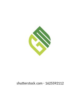 leaf GM initials logo icon vector