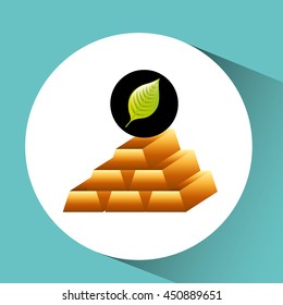 leaf with gold green concept, vector illustration
