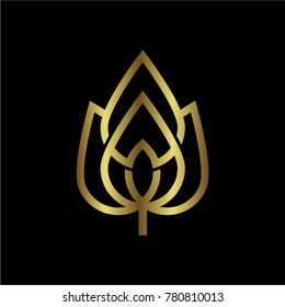 Abstract Gold Leaf Logo Icon Vector Stock Vector (Royalty Free) 1422262733