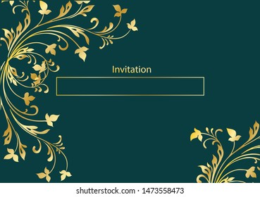 leaf gold wedding card design