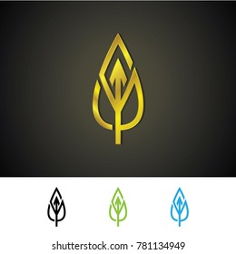 leaf golden logo vector design