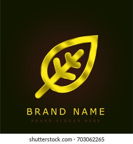 Leaf golden metallic logo