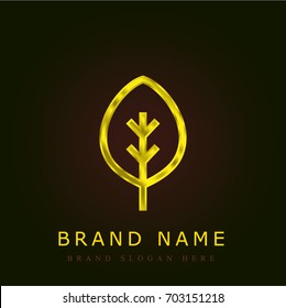 Leaf golden metallic logo
