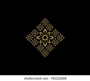 leaf, golden shape. Abstract signs, design concept, logo, logotype element for template