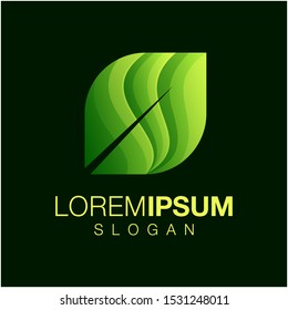 leaf gradient color logo design