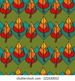 leaf graffiti seamless pattern